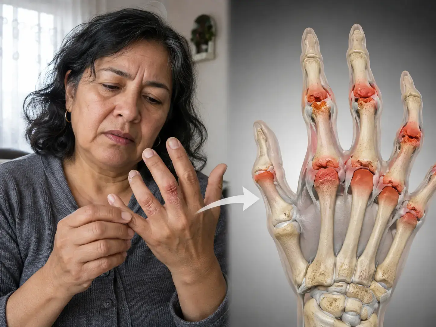 Artritis psoriásica de la mano: visualización humana y 3D